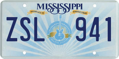 MS license plate ZSL941