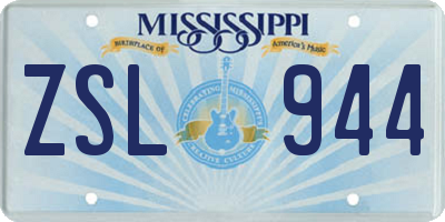 MS license plate ZSL944