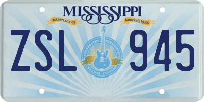 MS license plate ZSL945