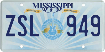 MS license plate ZSL949