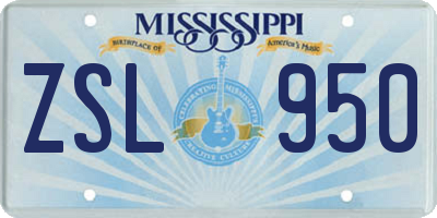 MS license plate ZSL950