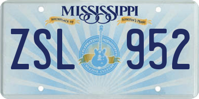 MS license plate ZSL952