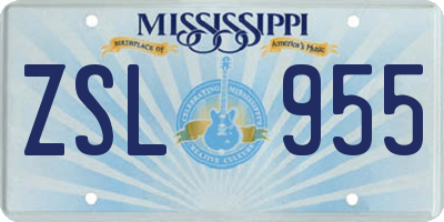 MS license plate ZSL955
