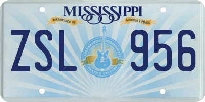 MS license plate ZSL956
