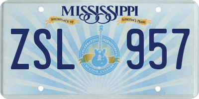 MS license plate ZSL957