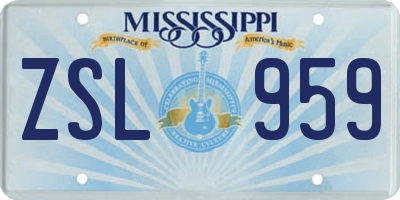 MS license plate ZSL959