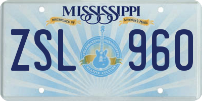 MS license plate ZSL960