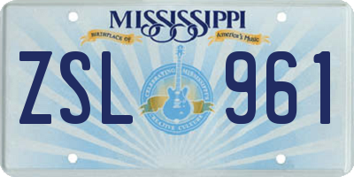 MS license plate ZSL961