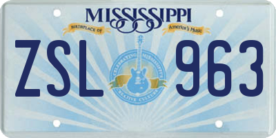 MS license plate ZSL963