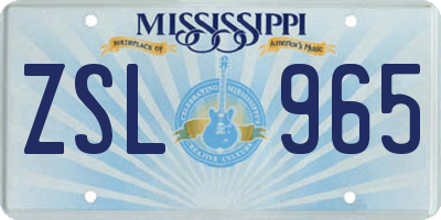 MS license plate ZSL965