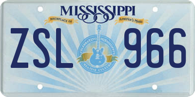 MS license plate ZSL966