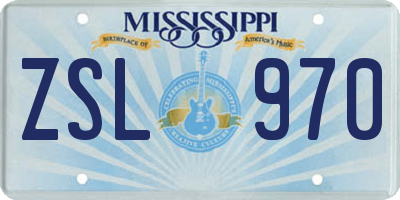 MS license plate ZSL970