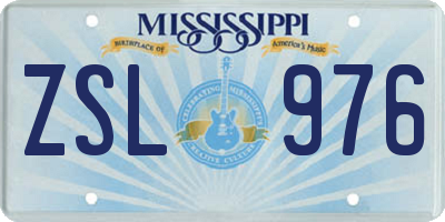 MS license plate ZSL976
