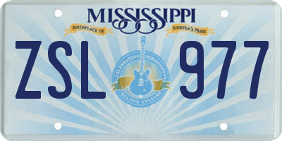 MS license plate ZSL977