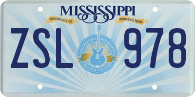 MS license plate ZSL978