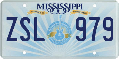 MS license plate ZSL979
