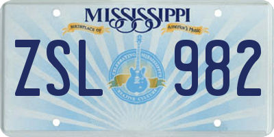 MS license plate ZSL982