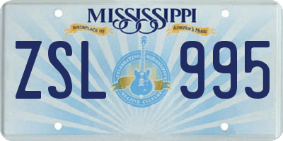 MS license plate ZSL995