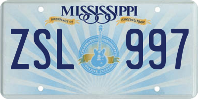 MS license plate ZSL997
