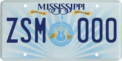MS license plate ZSM000