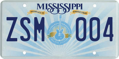 MS license plate ZSM004