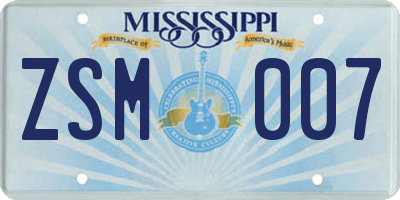 MS license plate ZSM007
