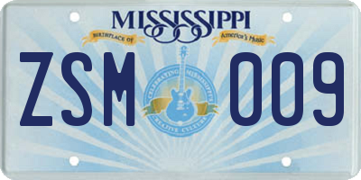 MS license plate ZSM009