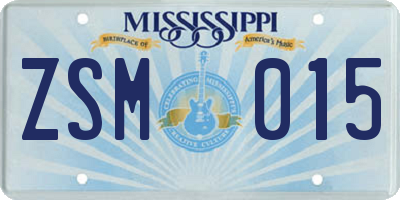 MS license plate ZSM015