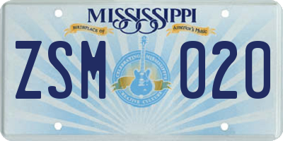 MS license plate ZSM020