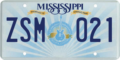 MS license plate ZSM021