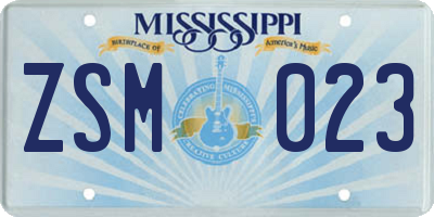 MS license plate ZSM023
