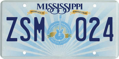 MS license plate ZSM024