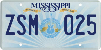MS license plate ZSM025