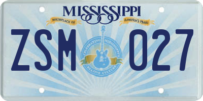 MS license plate ZSM027