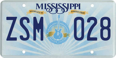 MS license plate ZSM028
