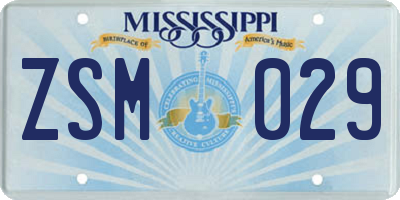 MS license plate ZSM029