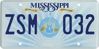 MS license plate ZSM032