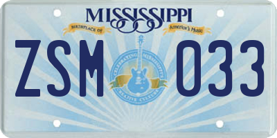 MS license plate ZSM033