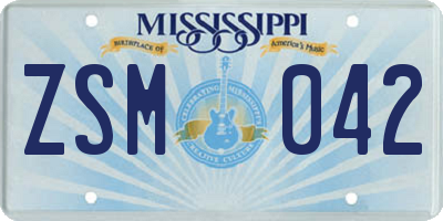 MS license plate ZSM042