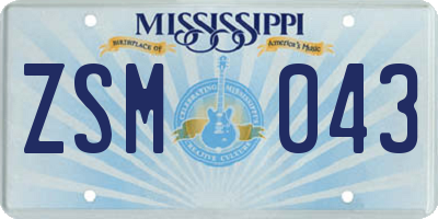 MS license plate ZSM043