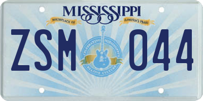 MS license plate ZSM044