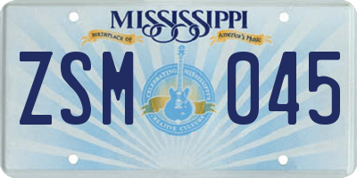 MS license plate ZSM045