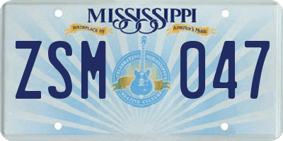 MS license plate ZSM047
