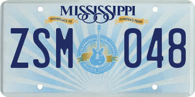 MS license plate ZSM048