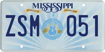 MS license plate ZSM051
