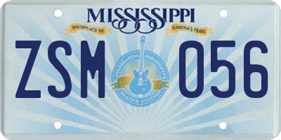 MS license plate ZSM056