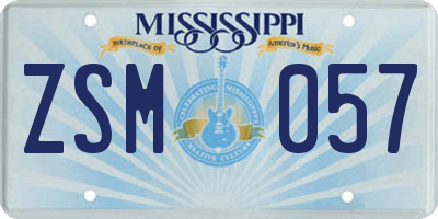 MS license plate ZSM057