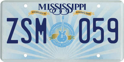 MS license plate ZSM059