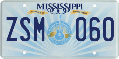 MS license plate ZSM060