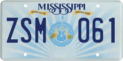 MS license plate ZSM061